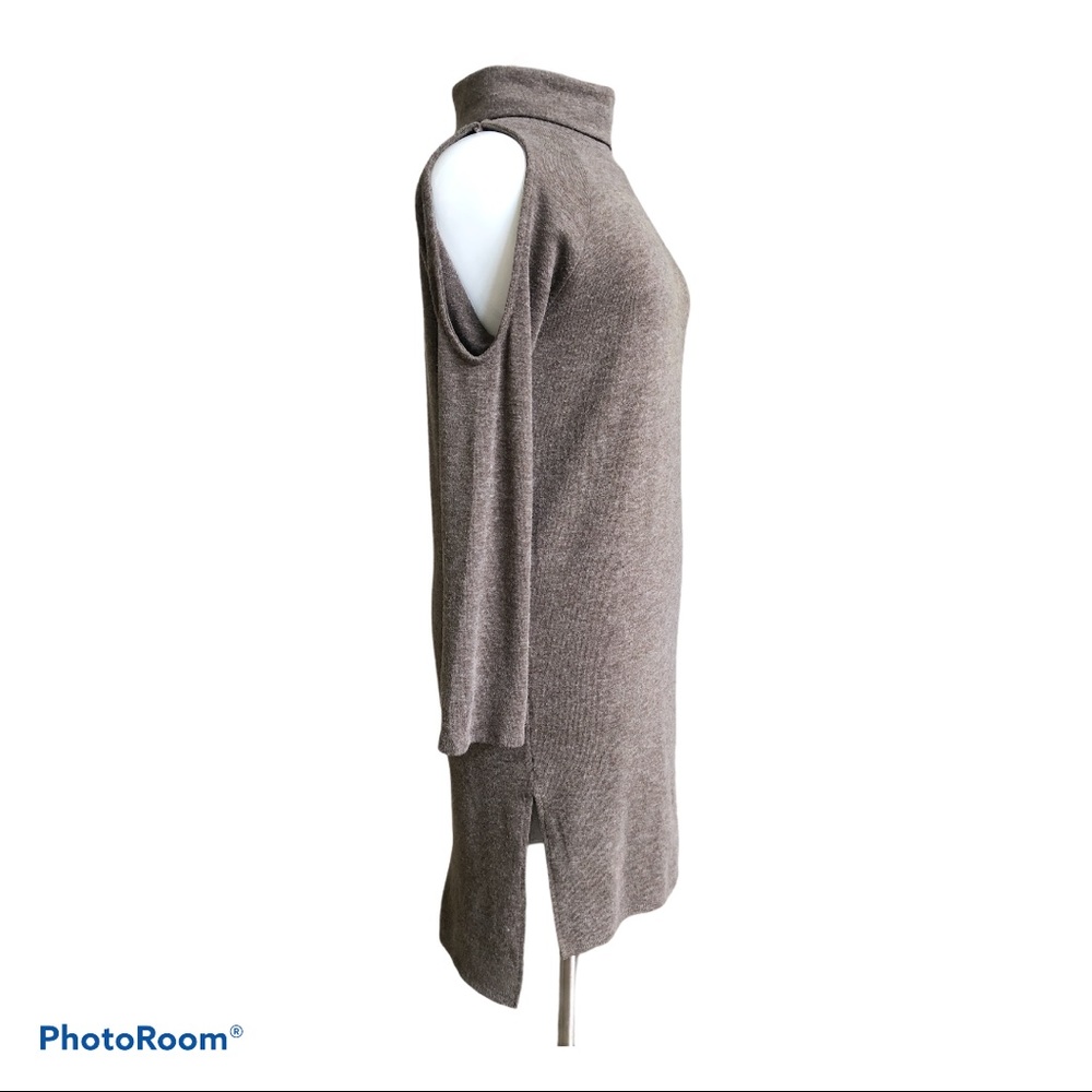 HYFVE Heather Brown Cold Shoulder Sweater Dress